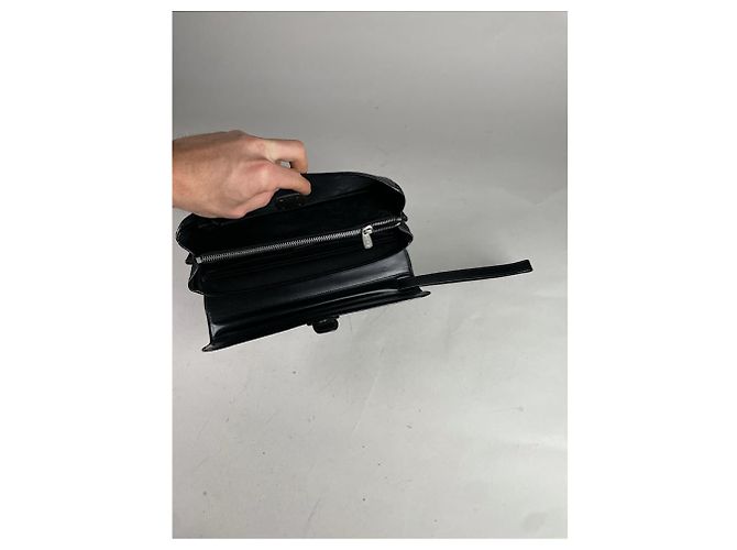 Alfred Dunhill schwarze Lackleder-Handtasche - Ansicht 4