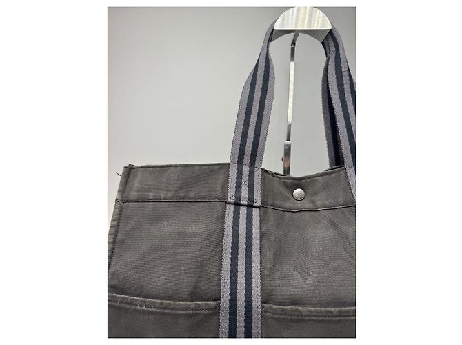 Borsa da viaggio in cotone nero Hermès - vista 3