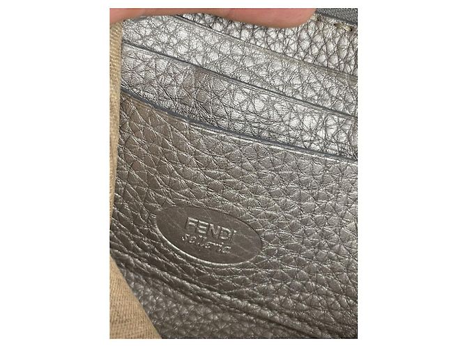 Fendi Silver Leather Wallet Silvery - view 5