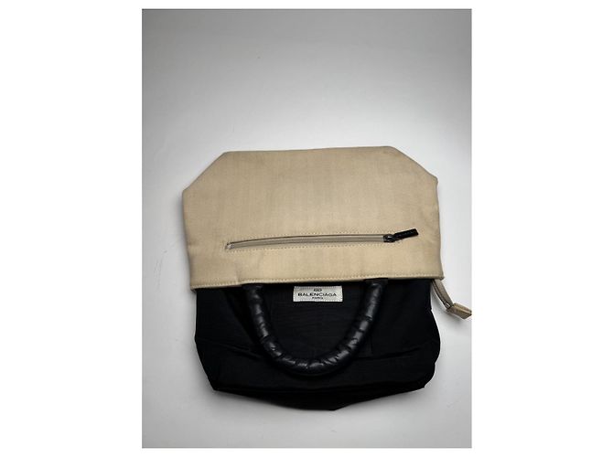 Borsa a mano in cotone beige Balenciaga City - vista 2