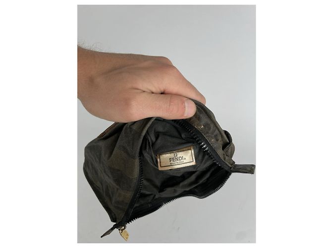 Borsa a mano in cotone nero Fendi - vista 4