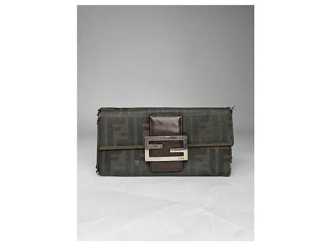 Billetera de algodón marrón Fendi Baguette Castaño - vista 3