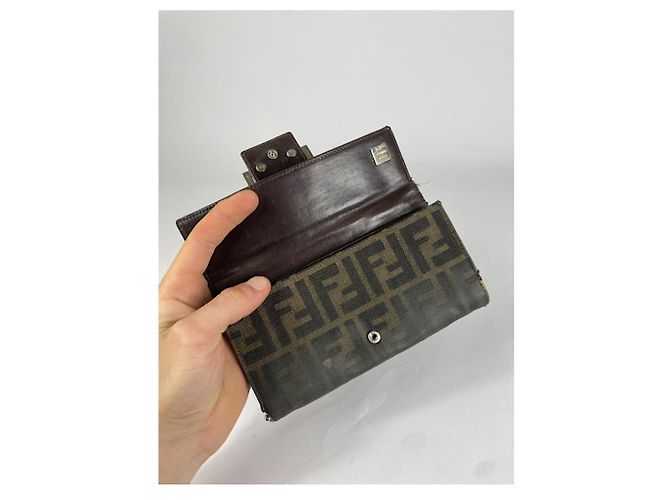 Billetera de algodón marrón Fendi Baguette Castaño - vista 4