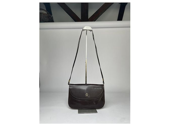 Autre Marque Bolso de mano de cuero patentado marrón no firmado Castaño - vista 2