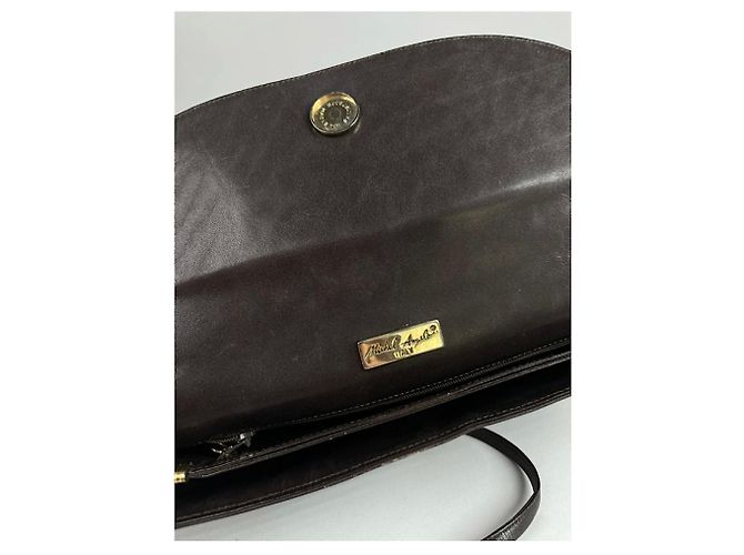 Autre Marque Bolso de mano de cuero patentado marrón no firmado Castaño - vista 4