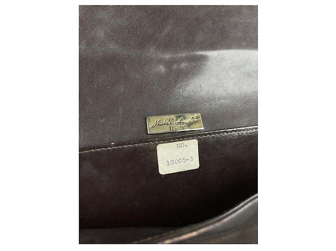 Autre Marque Bolso de mano de cuero patentado marrón no firmado Castaño - vista 5