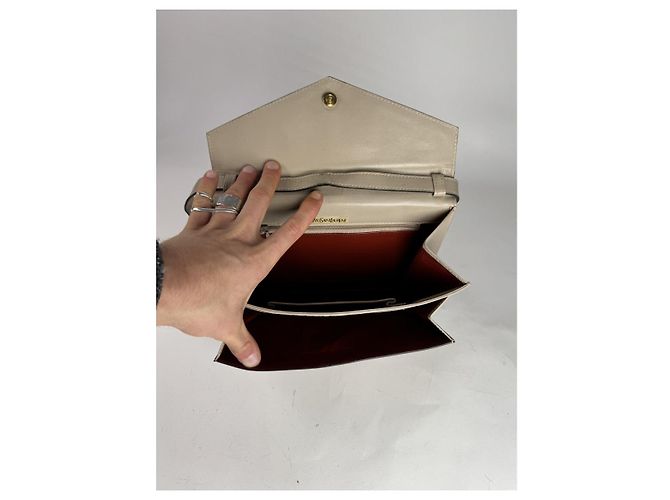 Borsa in pelle grigia Yves Saint Laurent Grigio - vista 2