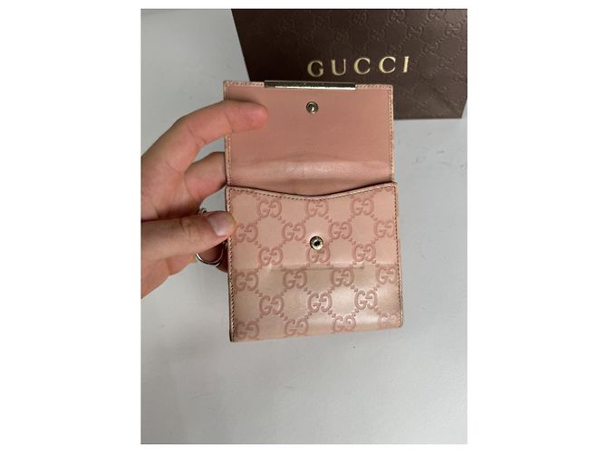 Portafoglio in pelle rosa Gucci GG Blooms - vista 3