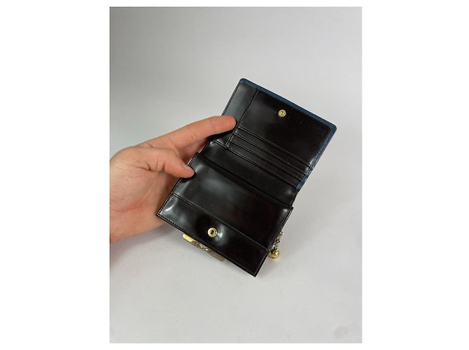 Autre Marque Non Signé / Unsigned Navy Leather Wallet Navy blue - view 4