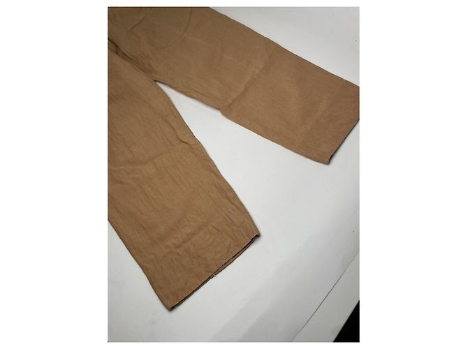 Autre Marque Pantalón de lino marrón sin firma Castaño - vista 3