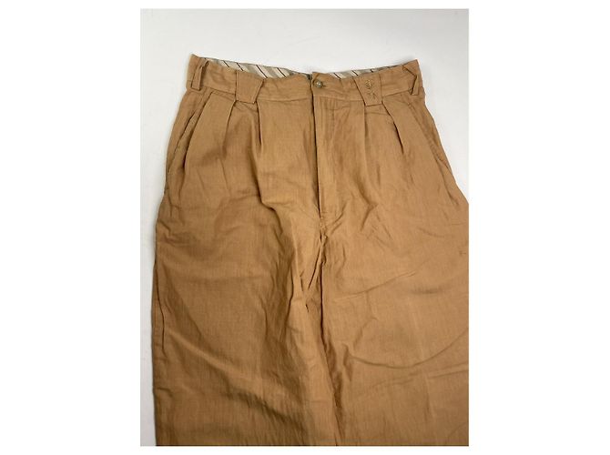 Autre Marque Pantalón de lino marrón sin firma Castaño - vista 5