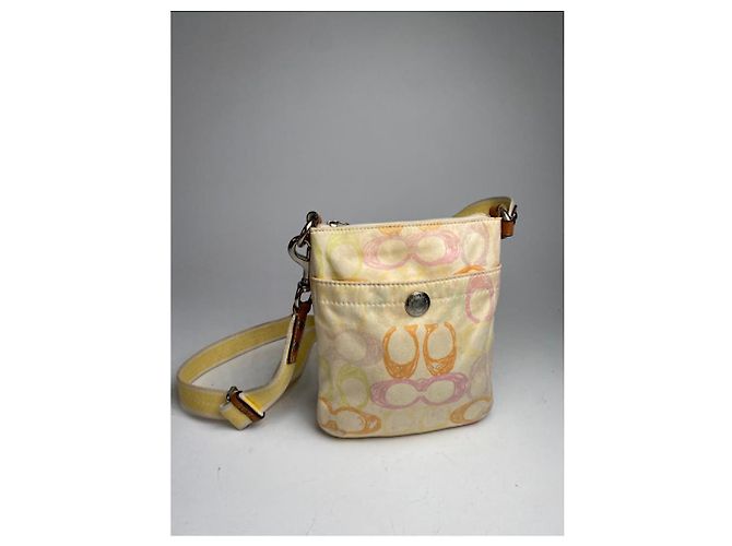 Coach Signature Sufflette gelbe Polyester-Handtasche - Ansicht 5