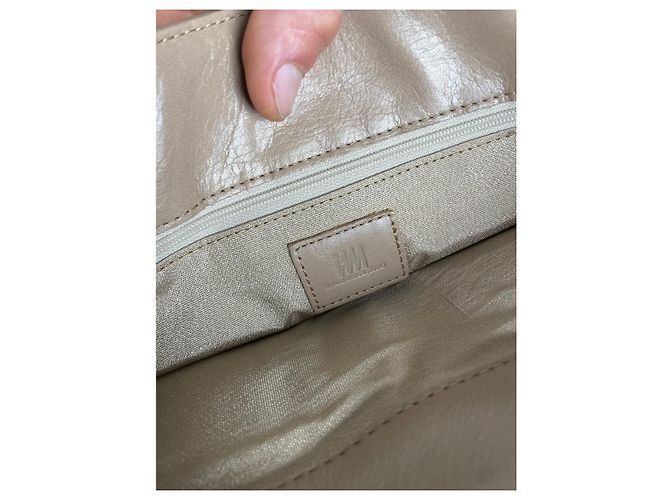 Borsa in pelle beige Issey Miyake - vista 4