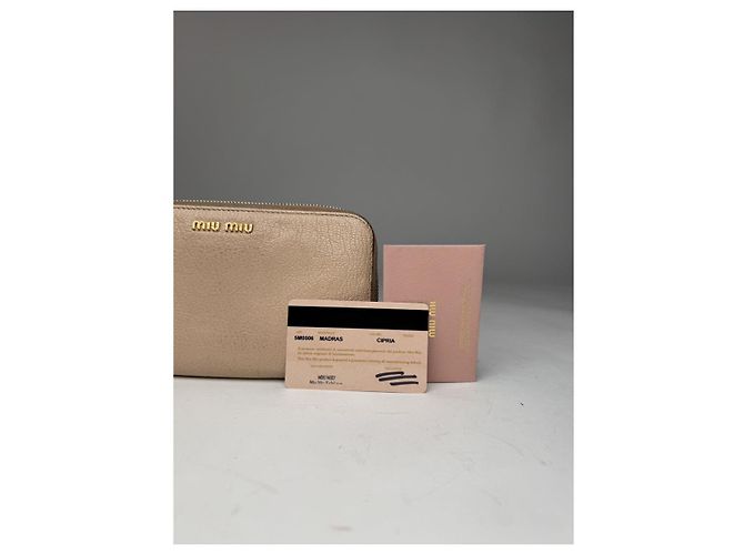 Cartera de cuero beige Miu Miu - vista 3
