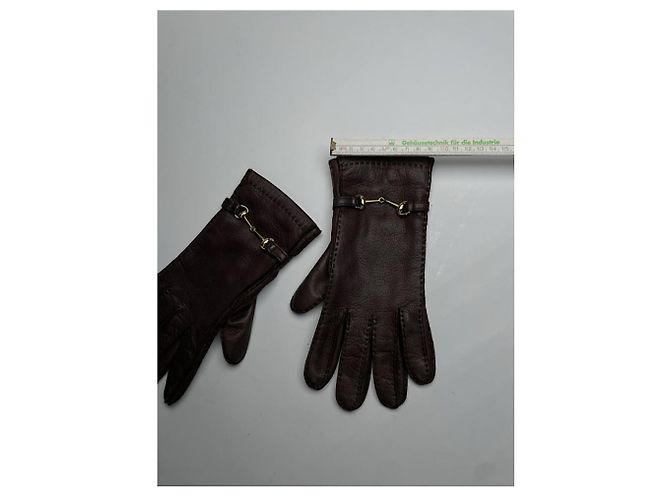 Gucci braune Lederhandschuh - Ansicht 2