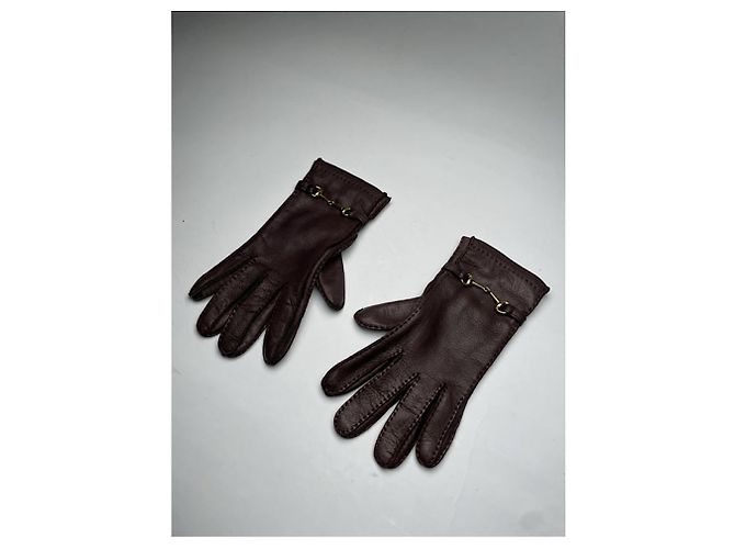 Gucci braune Lederhandschuh - Ansicht 3