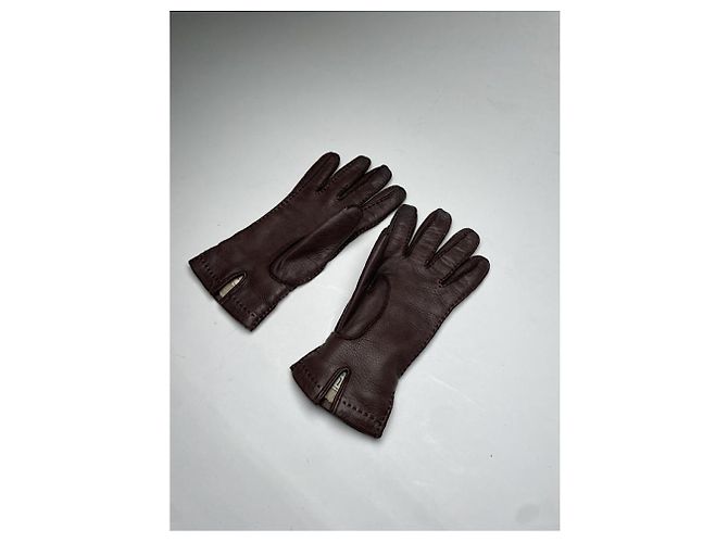 Gucci braune Lederhandschuh - Ansicht 4