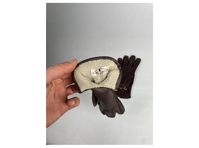 Gucci braune Lederhandschuh - Ansicht 5