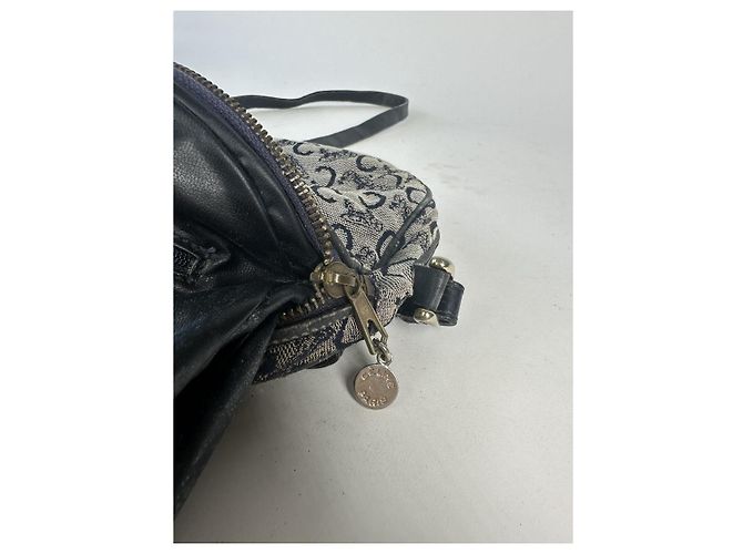 Céline Celine Triomphe Vintage schwarze Baumwollhandtasche - Ansicht 3