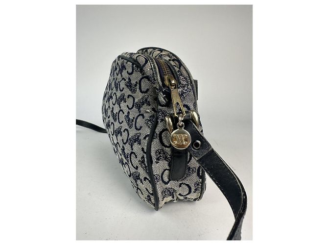 Céline Celine Triomphe Vintage schwarze Baumwollhandtasche - Ansicht 5