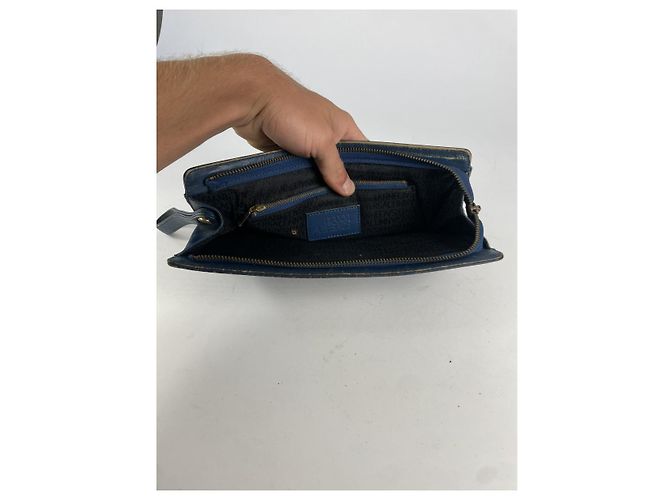 Clutch in pelle blu Gianni Versace - vista 2