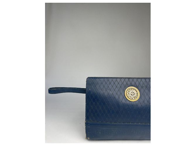 Clutch in pelle blu Gianni Versace - vista 4