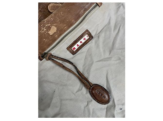Borsa in pelle marrone Marni Tuk - vista 4