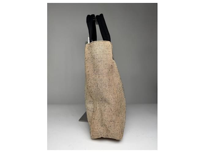 Borsa a mano in cotone beige di Prada - vista 3
