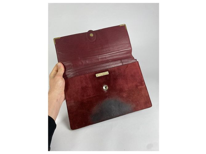 Clutch in pelle bordeaux Cartier Bordò - vista 3