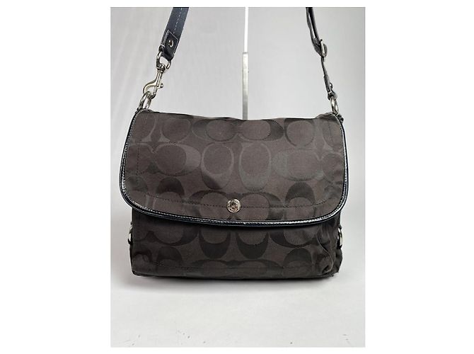Borsa a mano in cotone marrone Sufflette Signature di Coach - vista 2