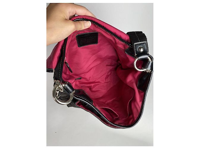 Borsa a mano in cotone marrone Sufflette Signature di Coach - vista 3