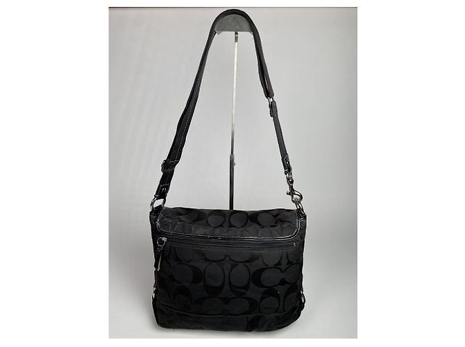 Borsa a mano in cotone marrone Sufflette Signature di Coach - vista 5