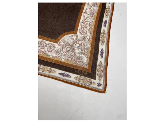 Céline Fazzoletto di seta Celine Brown Marrone - vista 2