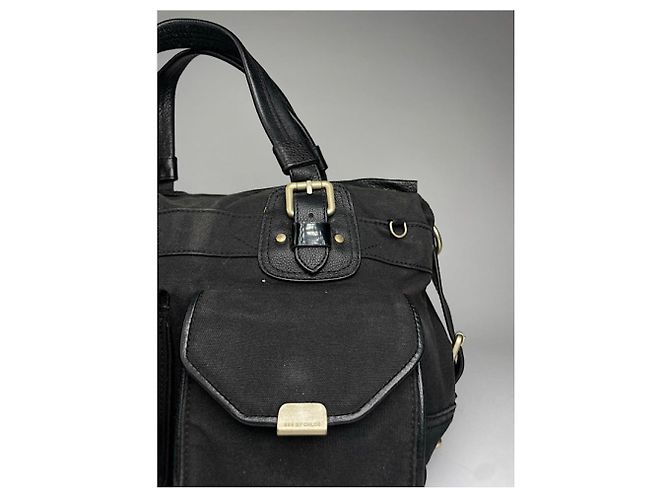 Borsa a mano in cotone nero Chloé Aurore - vista 4