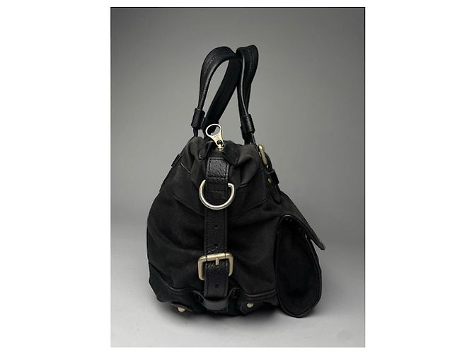 Borsa a mano in cotone nero Chloé Aurore - vista 5