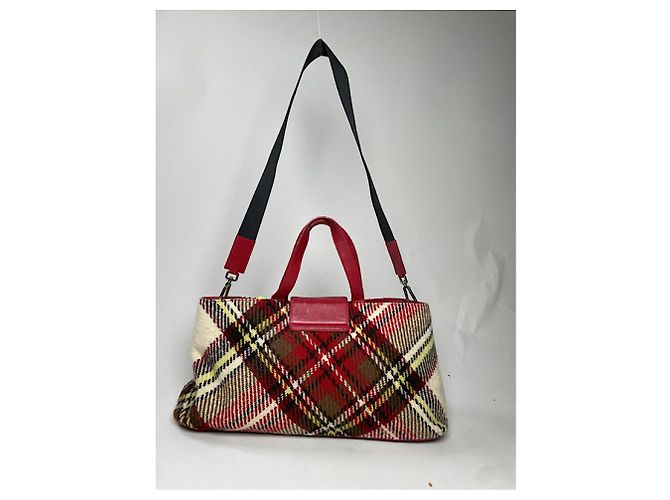 Borsa a mano in lana rossa Burberry Rosso - vista 4