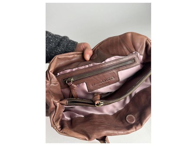 Autre Marque Borsa in pelle marrone non firmata - vista 3