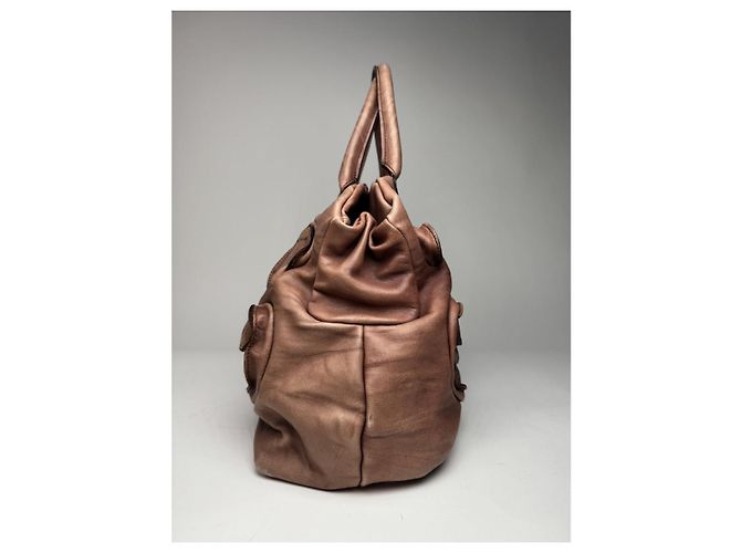 Autre Marque Borsa in pelle marrone non firmata - vista 4