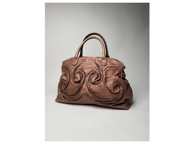 Autre Marque Borsa in pelle marrone non firmata - vista 5
