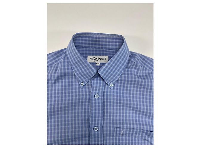 Camicia in cotone blu Yves Saint Laurent - vista 3