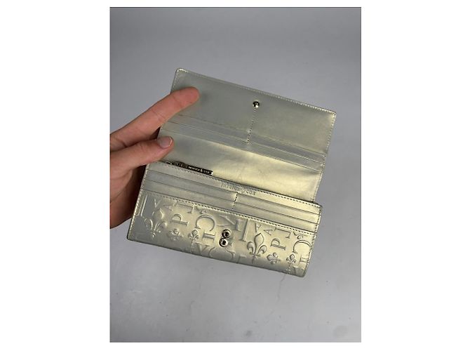Autre Marque Non Signé / Unsigned Silver Leather Wallet Silvery - view 3