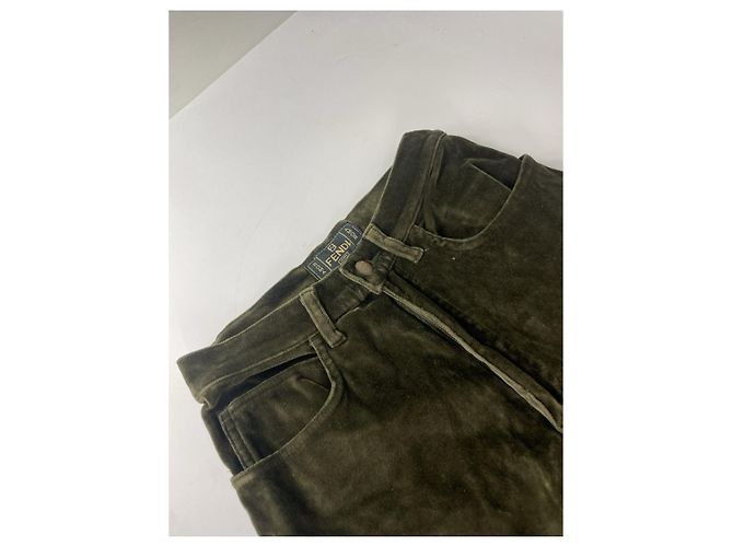 Fendi Khaki Wildlederhose - Ansicht 3