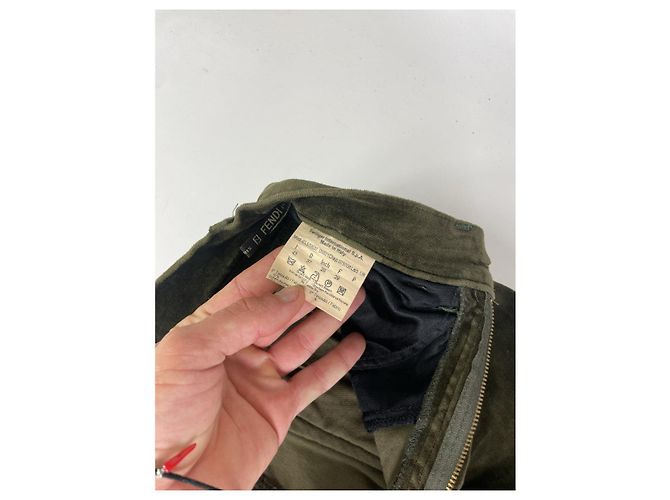 Fendi Khaki Wildlederhose - Ansicht 4