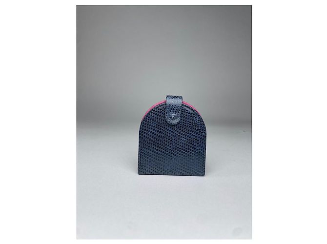 Autre Marque Borsa in pelle blu navy non firmata - vista 2