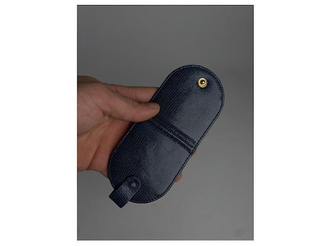 Autre Marque Borsa in pelle blu navy non firmata - vista 4