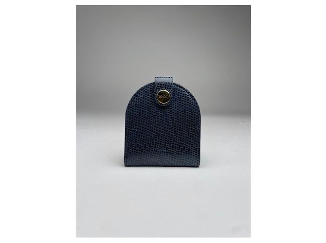Autre Marque Borsa in pelle blu navy non firmata - vista 5