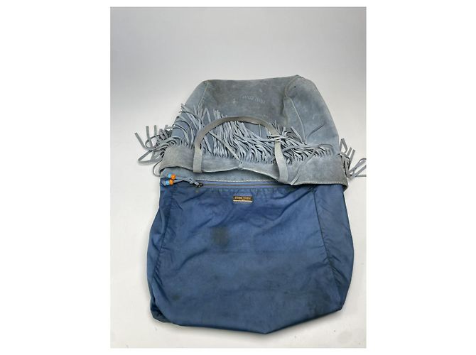 Borsa in pelle blu Miu Miu - vista 2
