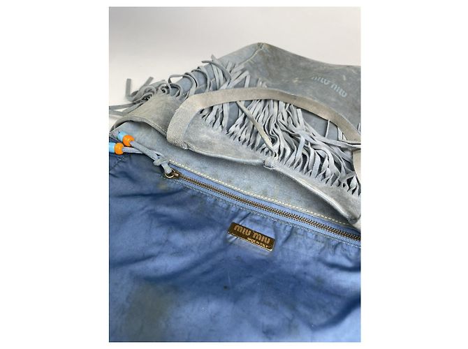 Borsa in pelle blu Miu Miu - vista 3