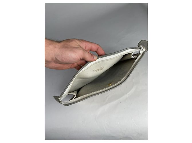 Clutch in pelle bianca Dior 30 Montaigne Bianco - vista 3
