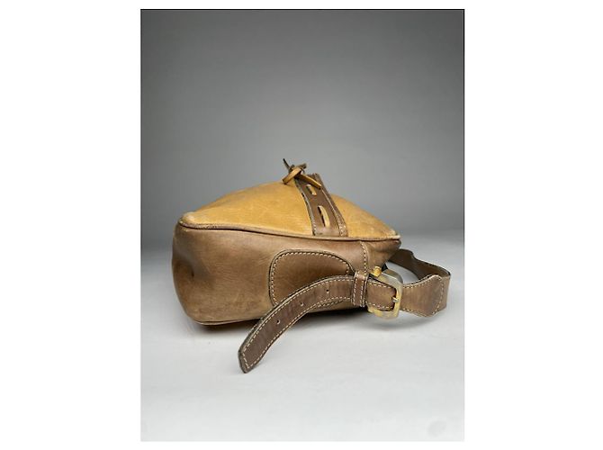 Borsa a mano in pelle beige Loewe Flamenco - vista 4